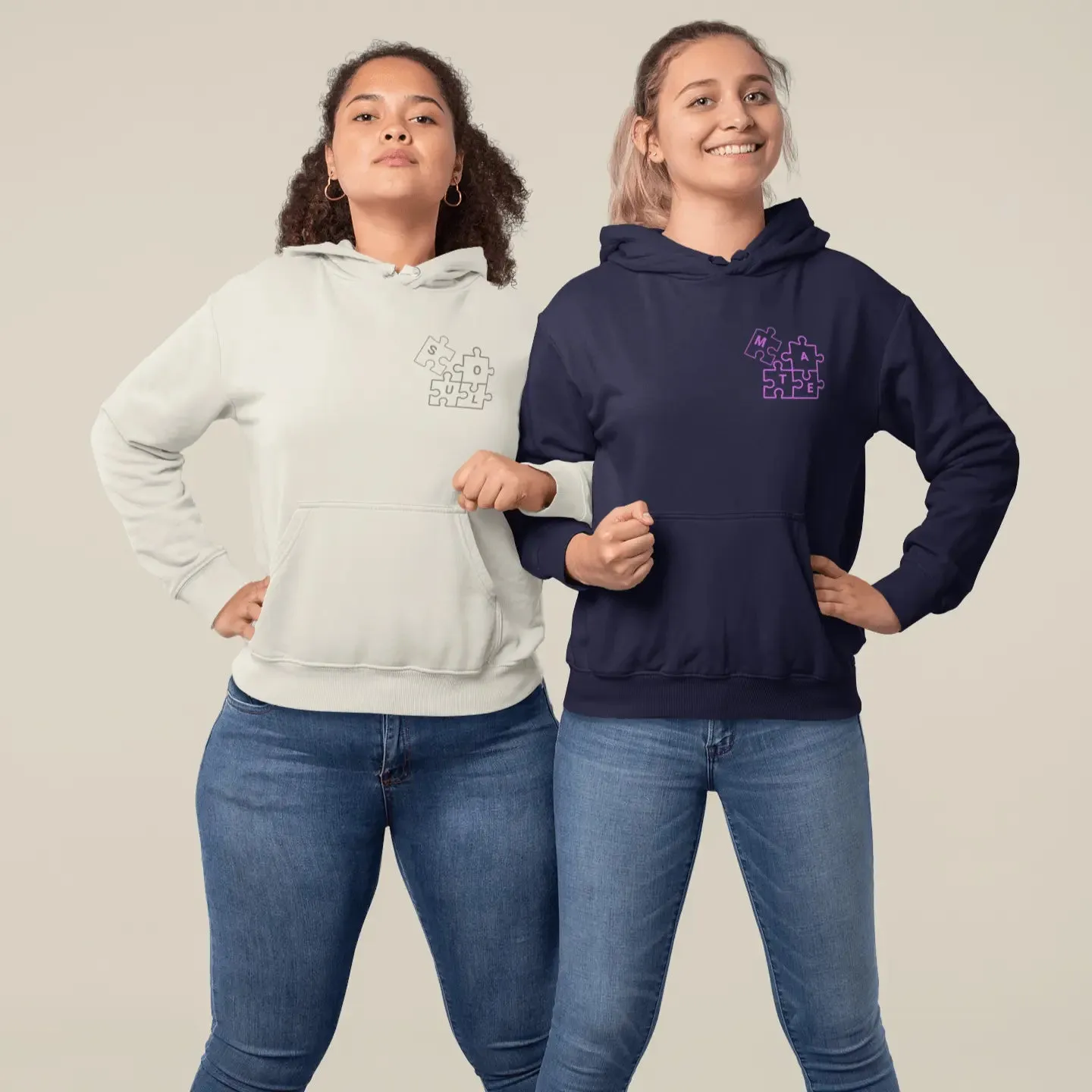Soul Mate Matching Couple Embroidered Unisex Hoodies