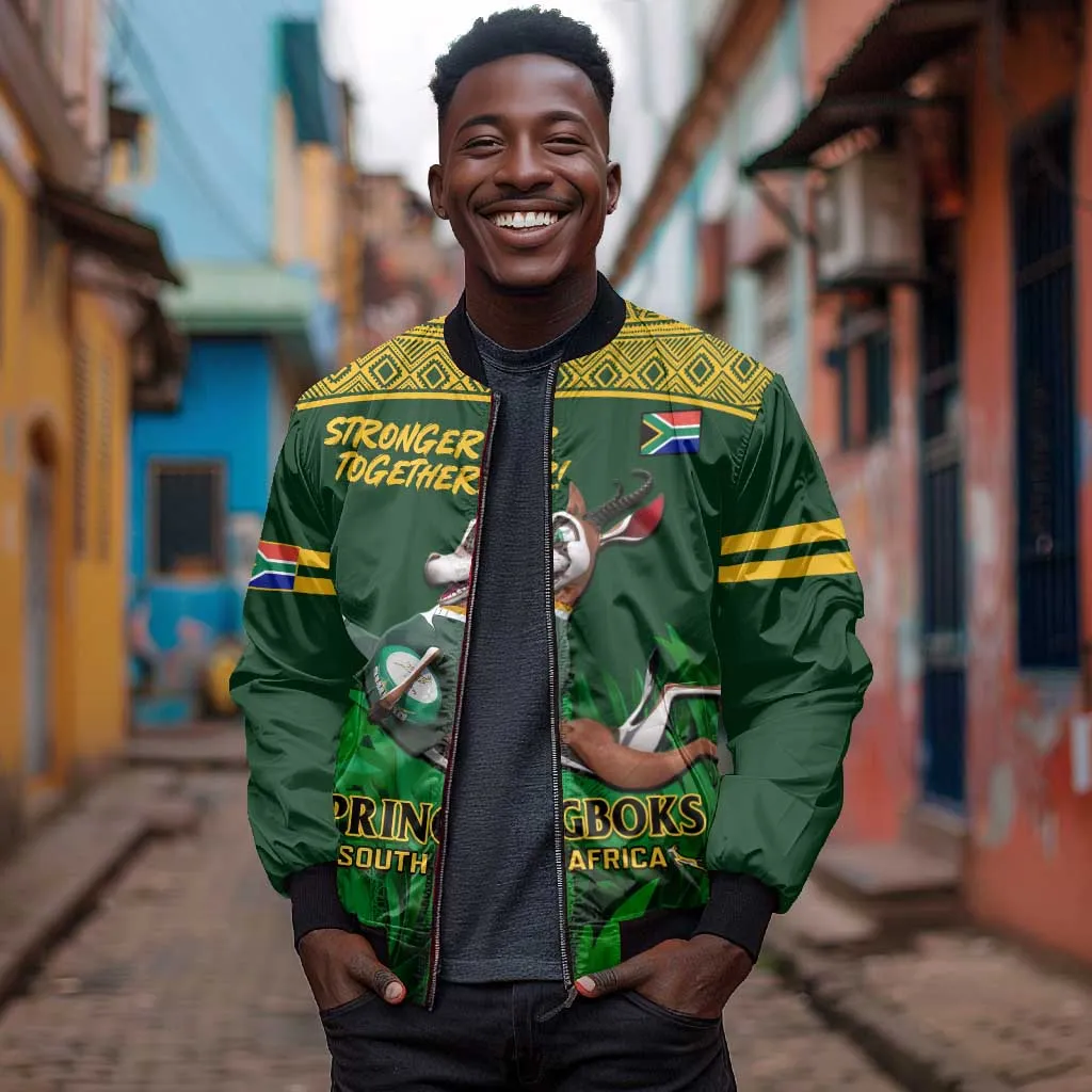 South Africa Rugby Bomber Jacket Go Bokke World Cup Champions History LT14