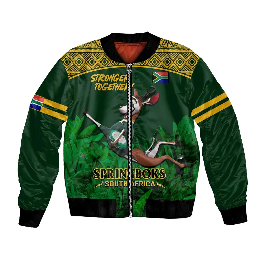 South Africa Rugby Bomber Jacket Go Bokke World Cup Champions History LT14