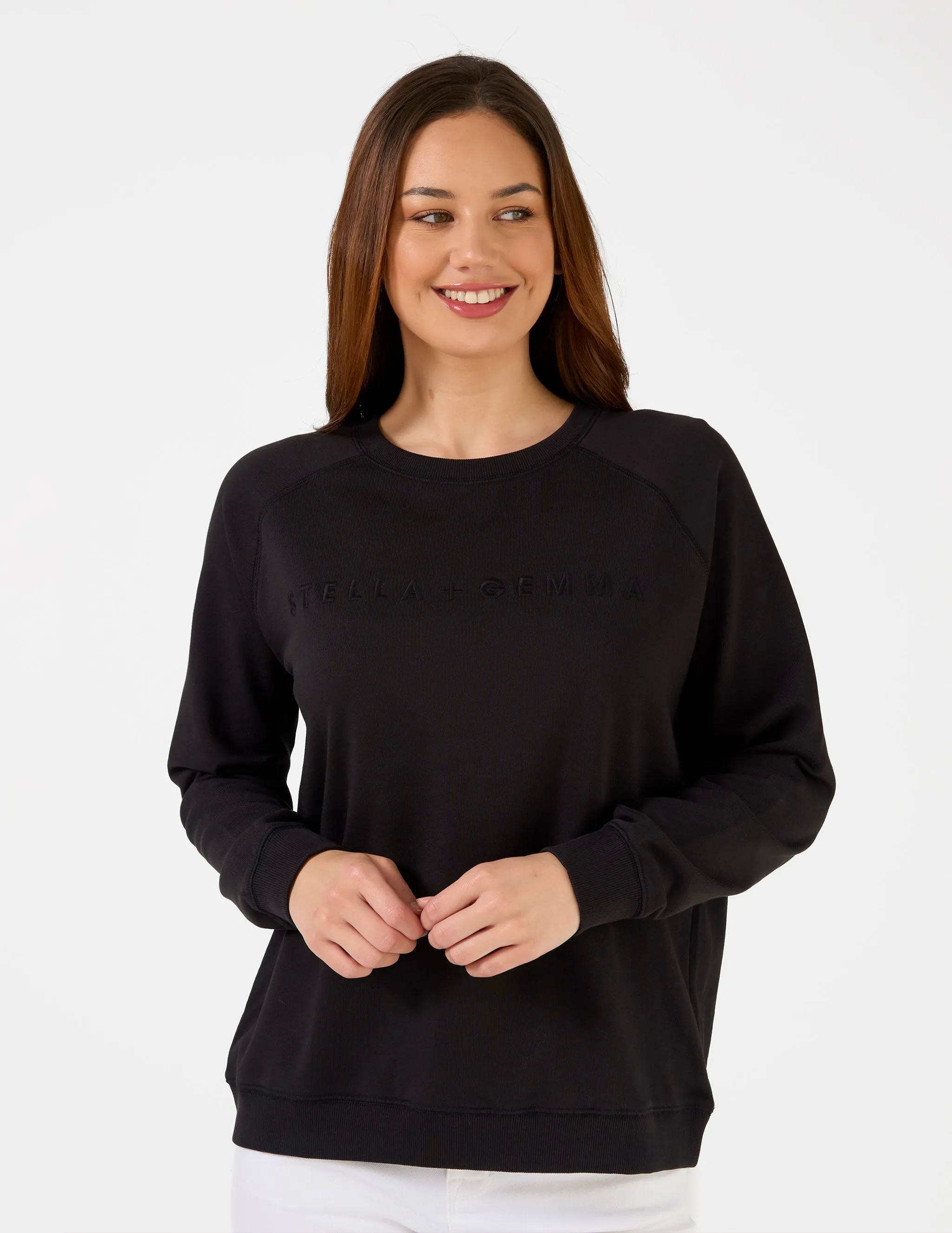 STELLA   GEMMA  LOGO CLASSIC SWEATER BLACK