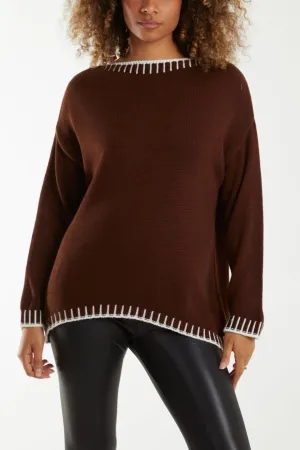 Stitch Edge Round Neck Jumper