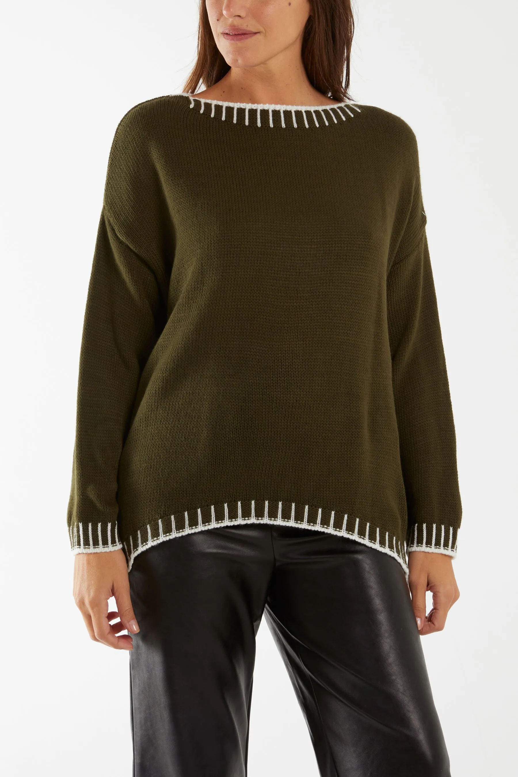 Stitch Edge Round Neck Jumper
