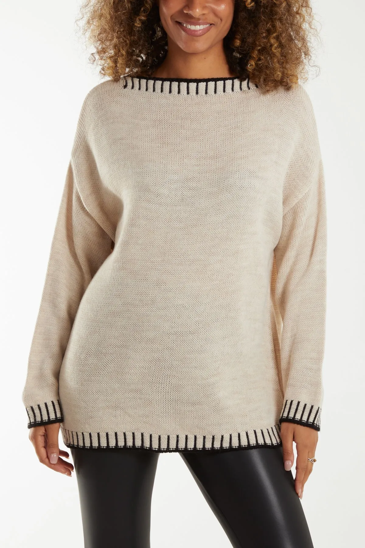 Stitch Edge Round Neck Jumper