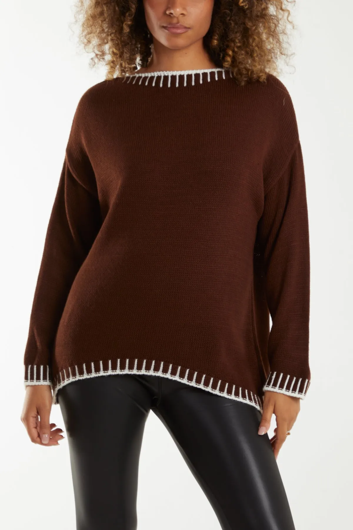 Stitch Edge Round Neck Jumper