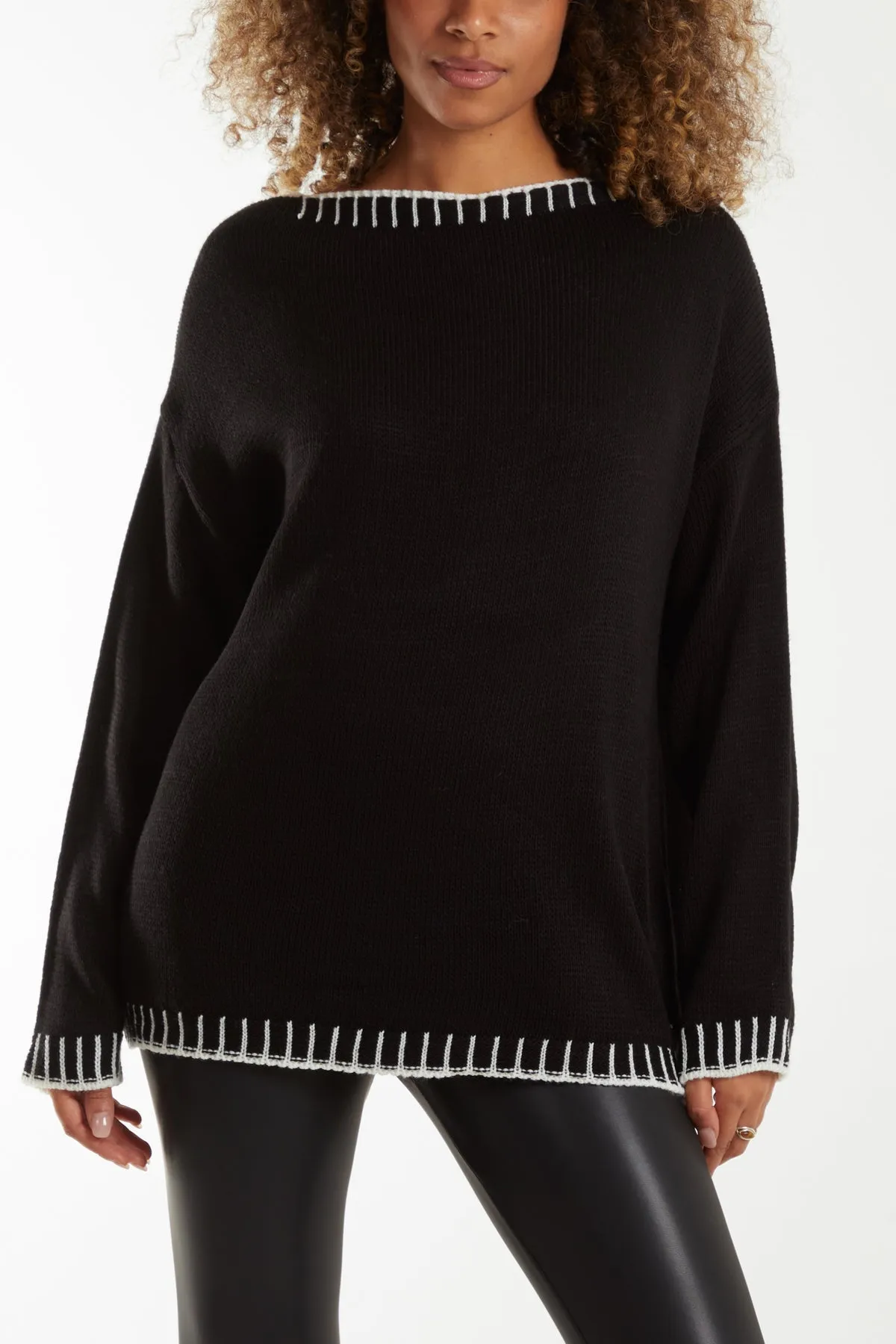 Stitch Edge Round Neck Jumper