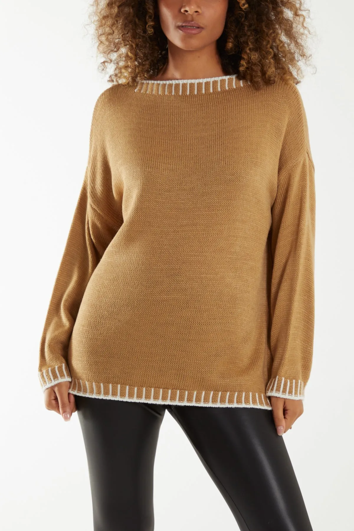 Stitch Edge Round Neck Jumper