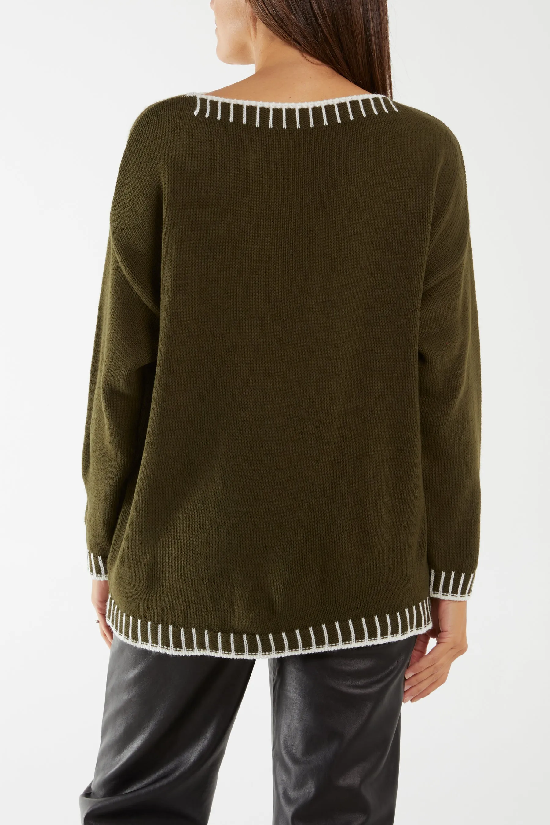 Stitch Edge Round Neck Jumper