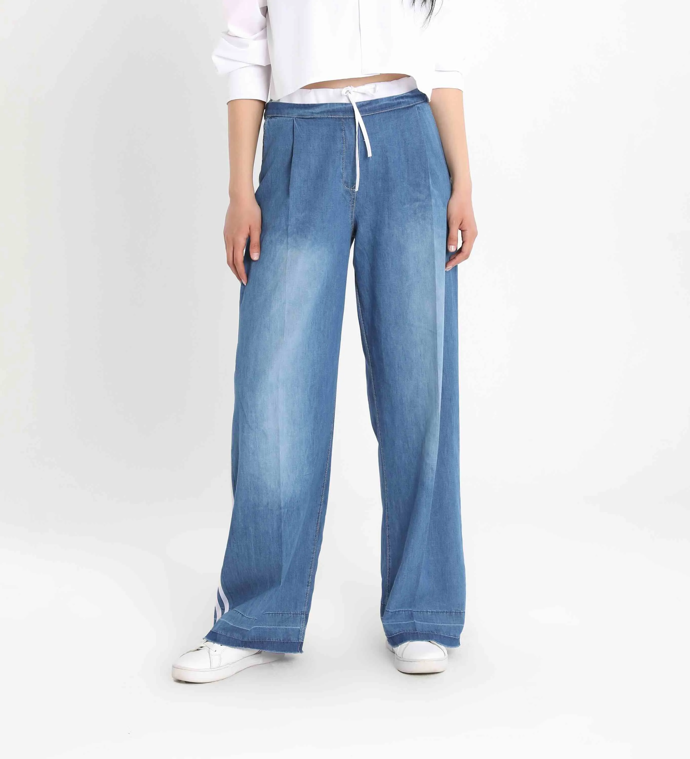 Striped Wide Leg Jeans