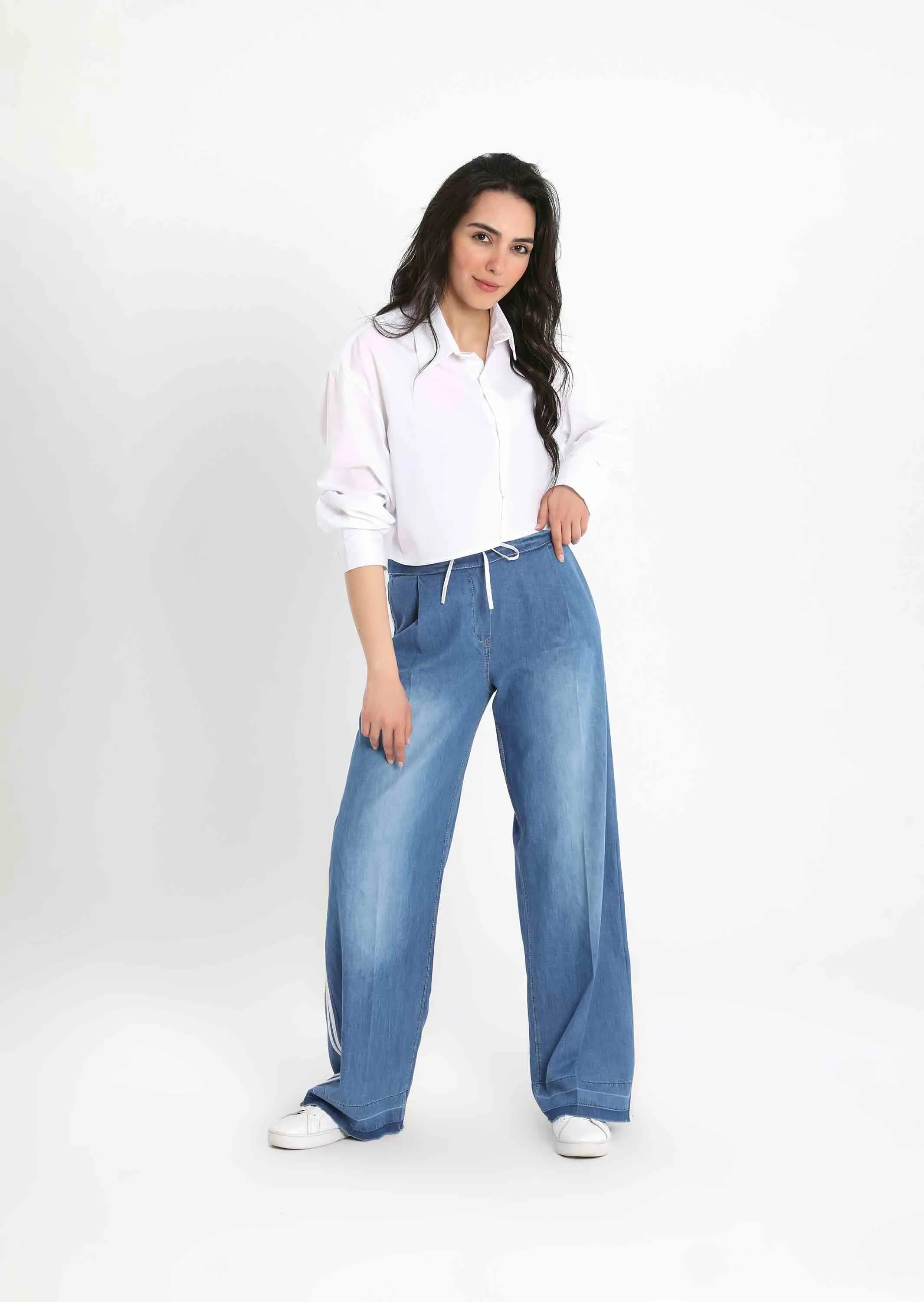 Striped Wide Leg Jeans
