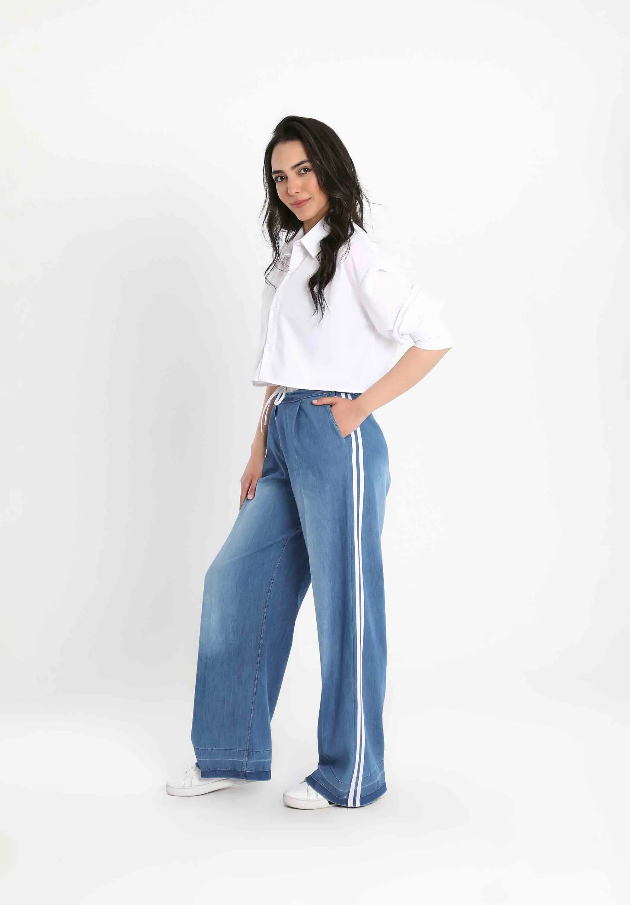 Striped Wide Leg Jeans