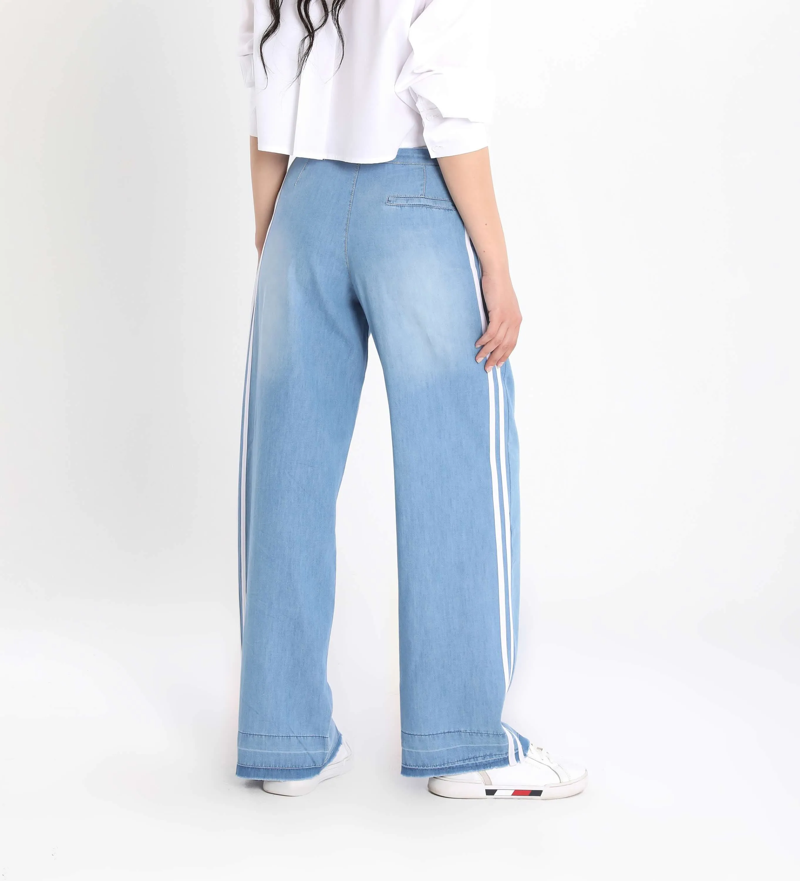 Striped Wide Leg Jeans
