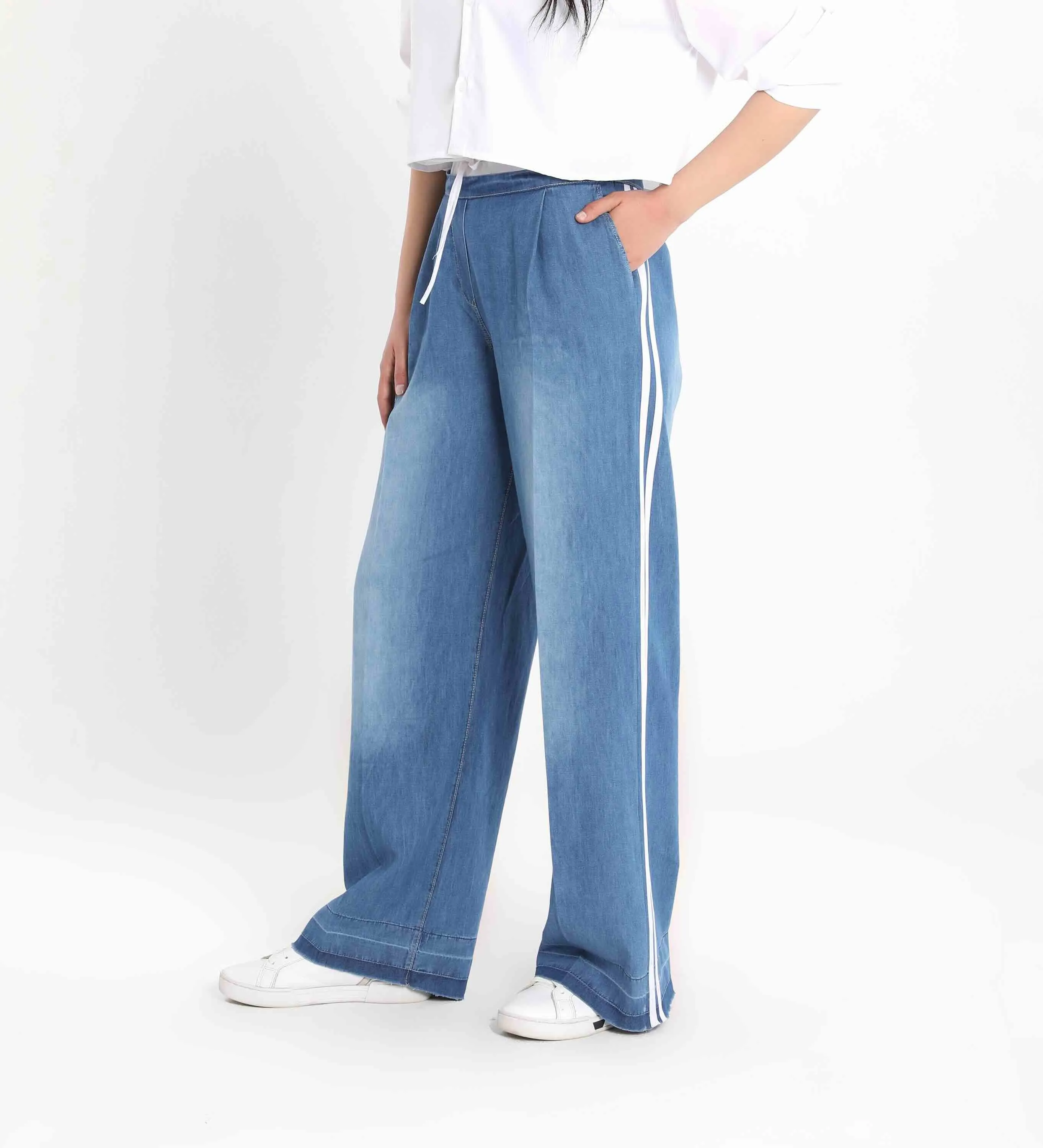 Striped Wide Leg Jeans