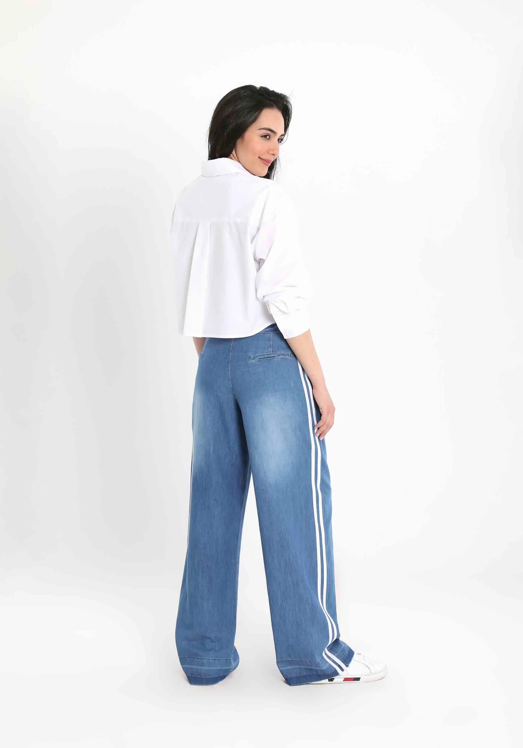 Striped Wide Leg Jeans