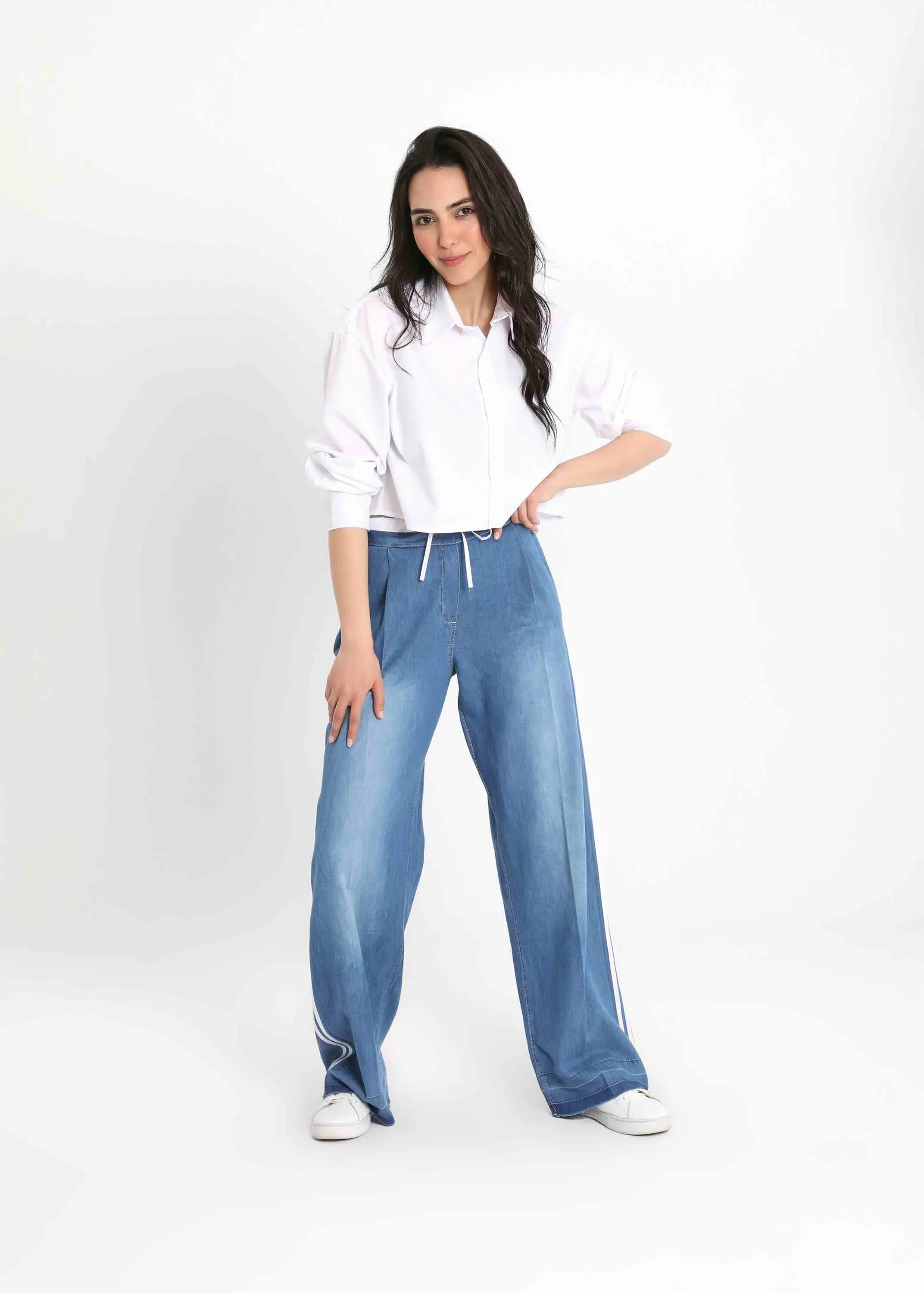 Striped Wide Leg Jeans