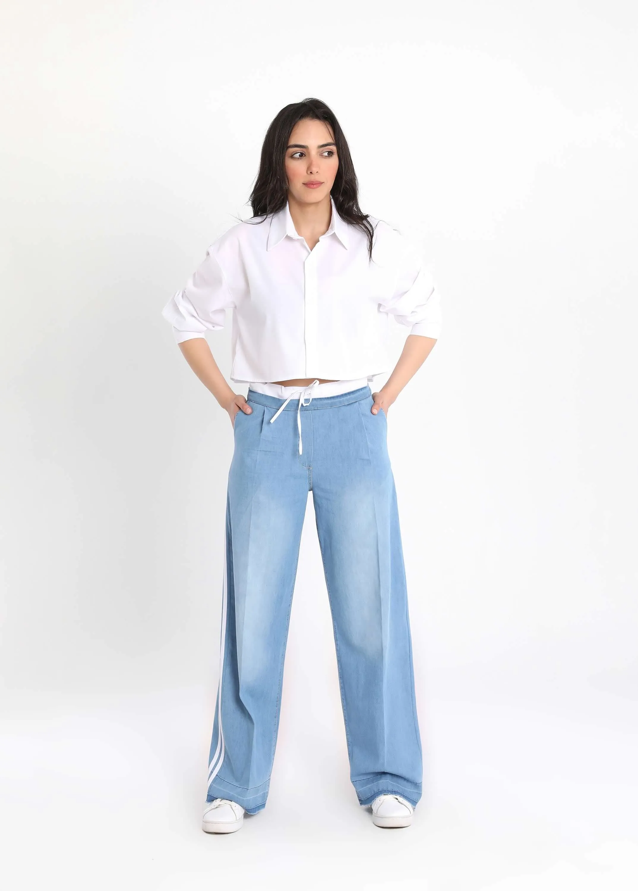 Striped Wide Leg Jeans