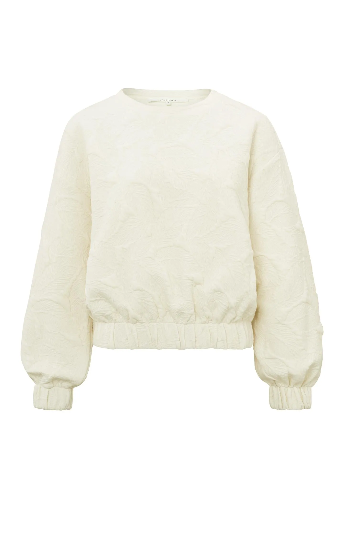 Structured sweater with round neck and long sleeves