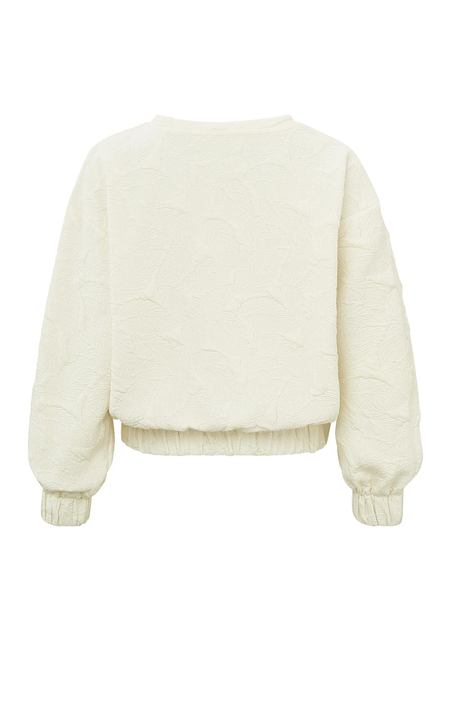 Structured sweater with round neck and long sleeves
