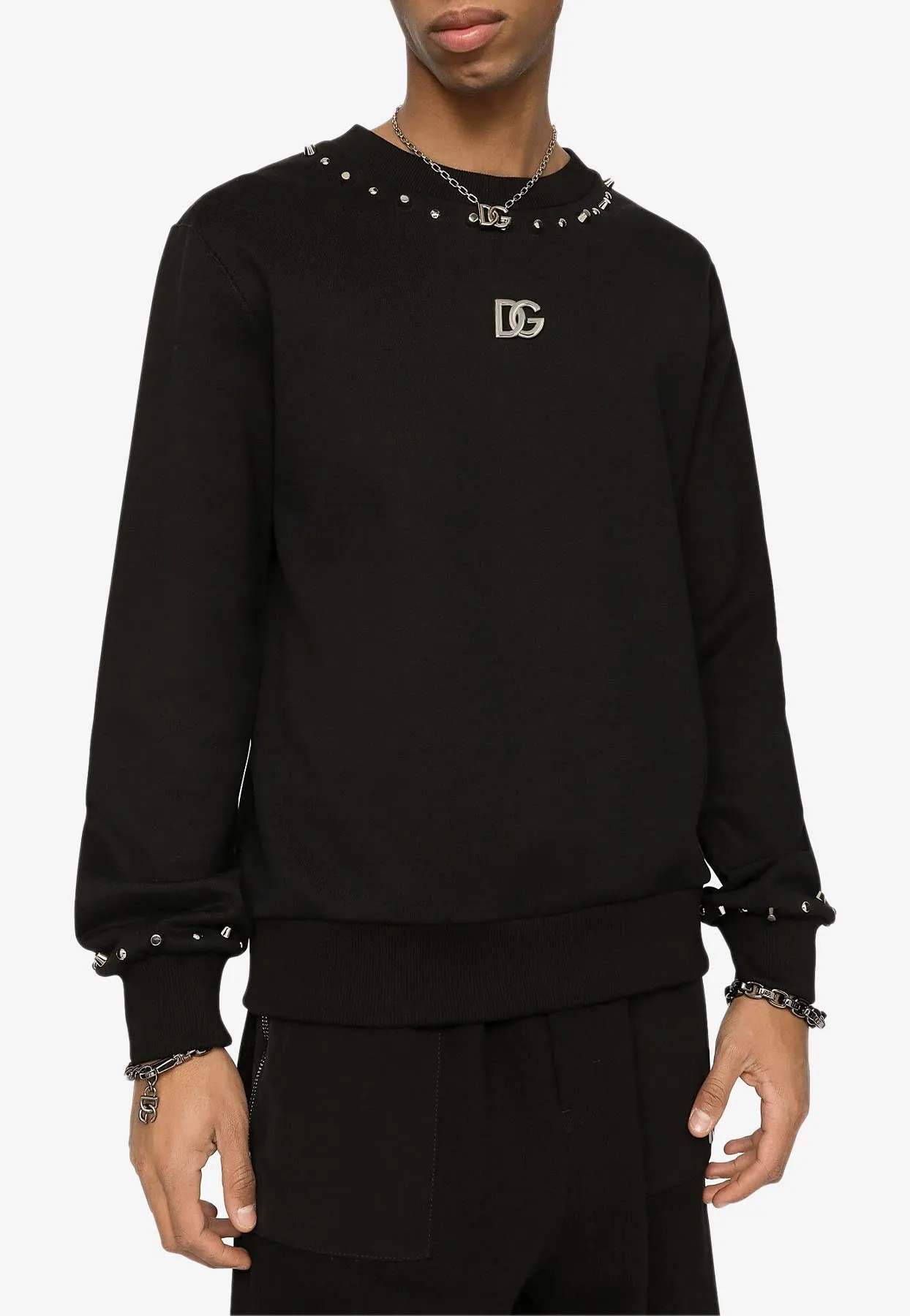 Studded Logo Pullover Sweatshirt