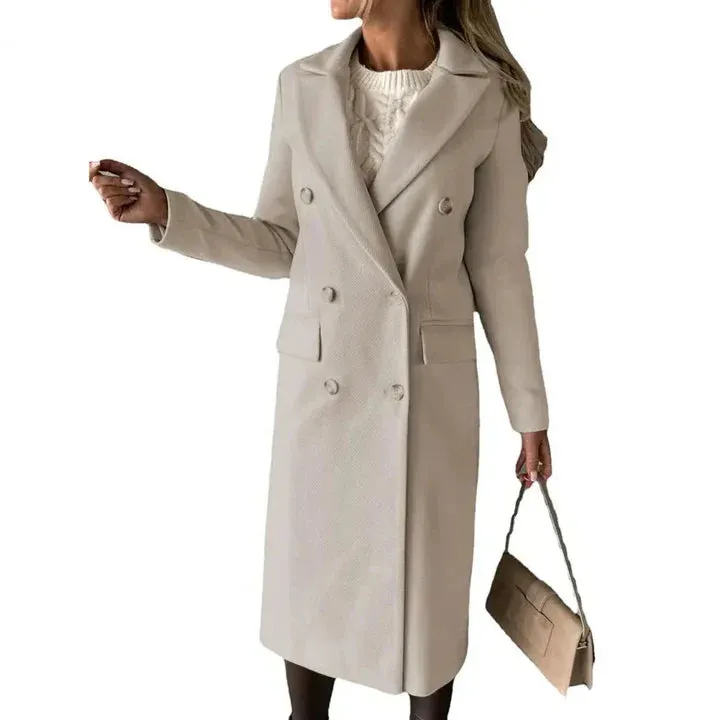 Stylish and warm women's winter coat featuring lapels