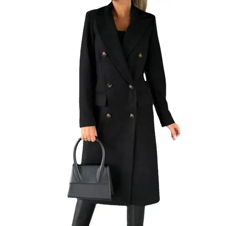 Stylish and warm women's winter coat featuring lapels