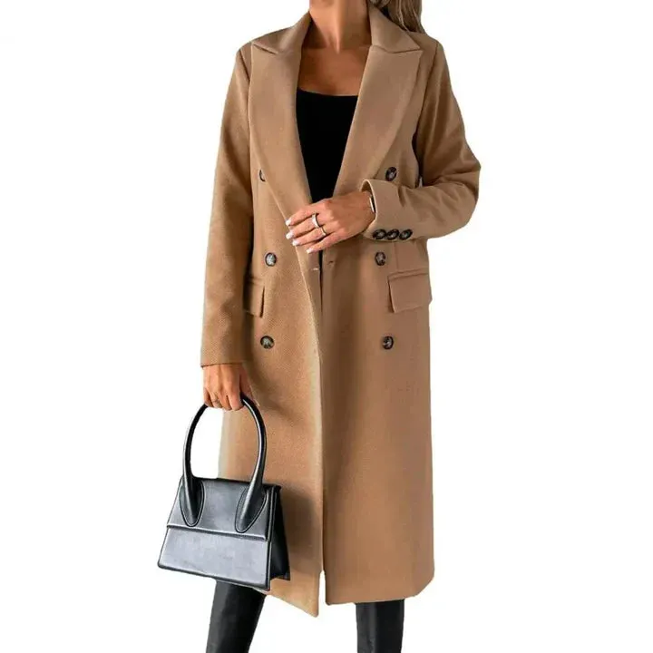 Stylish and warm women's winter coat featuring lapels