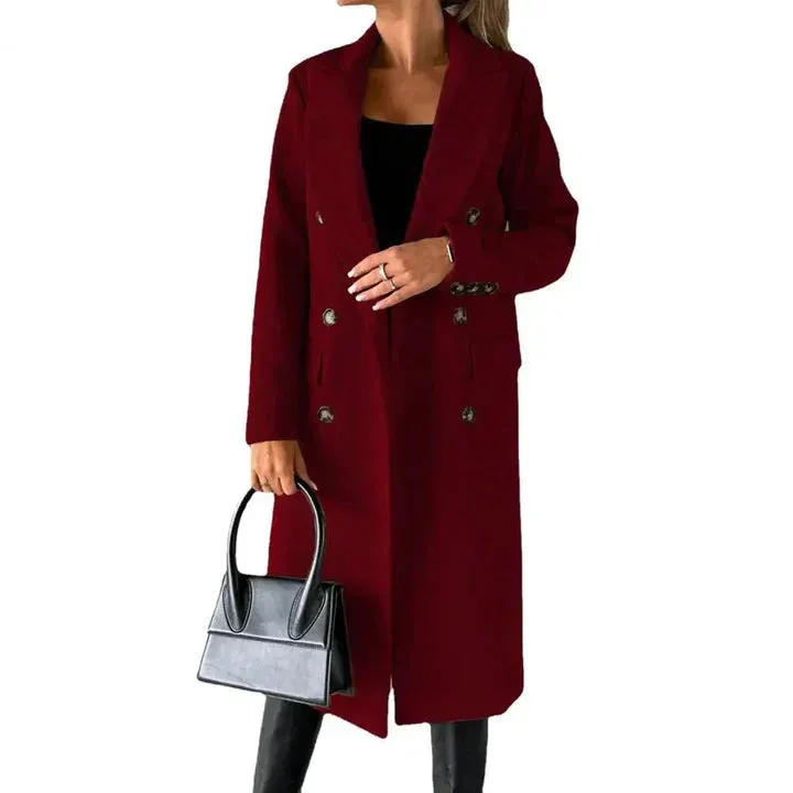 Stylish and warm women's winter coat featuring lapels