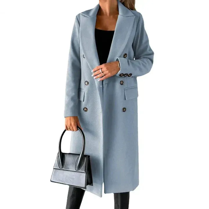 Stylish and warm women's winter coat featuring lapels