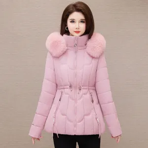 Stylish Water-Resistant Women's Puffer Coat with Faux Fur Collar