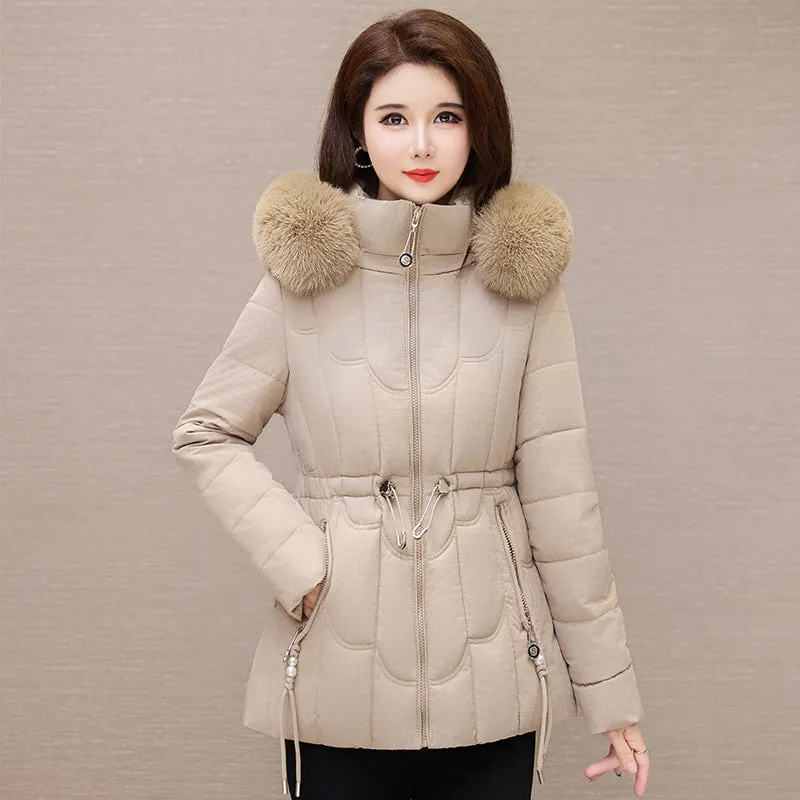 Stylish Water-Resistant Women's Puffer Coat with Faux Fur Collar