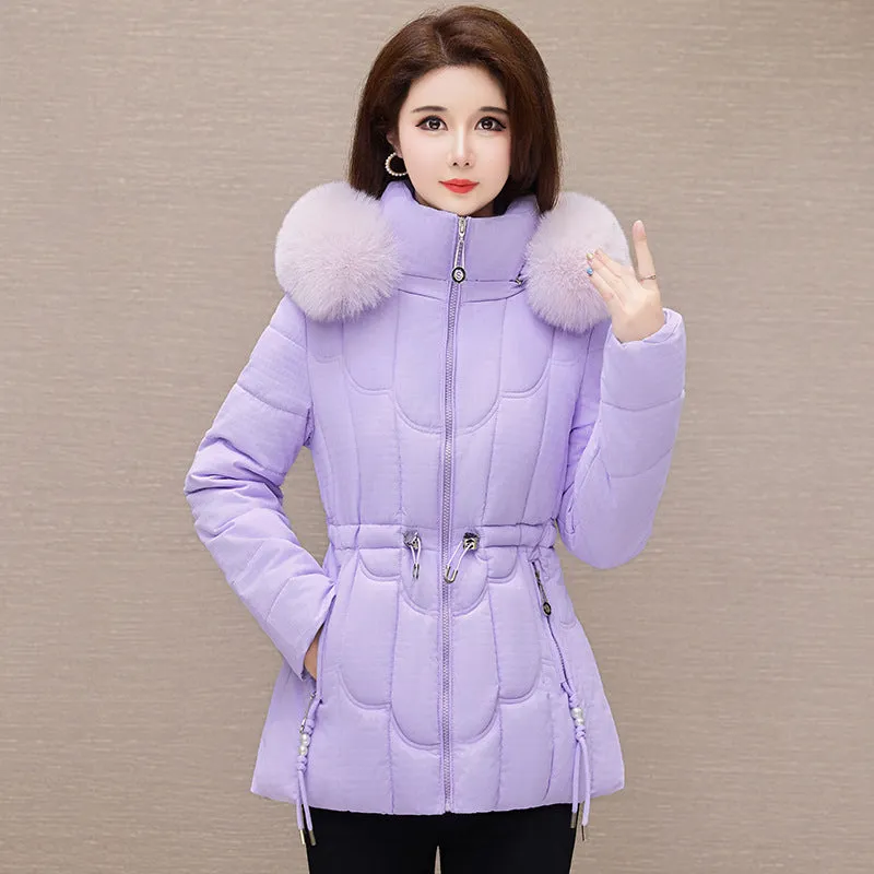 Stylish Water-Resistant Women's Puffer Coat with Faux Fur Collar