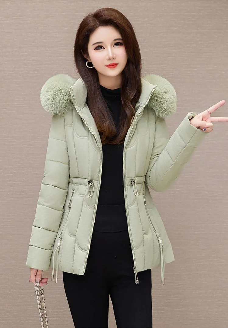 Stylish Water-Resistant Women's Puffer Coat with Faux Fur Collar