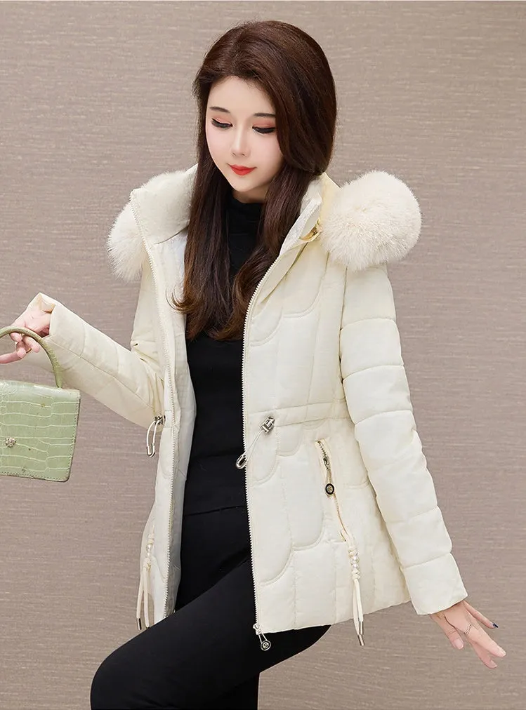 Stylish Water-Resistant Women's Puffer Coat with Faux Fur Collar