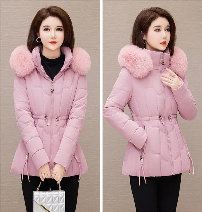 Stylish Water-Resistant Women's Puffer Coat with Faux Fur Collar