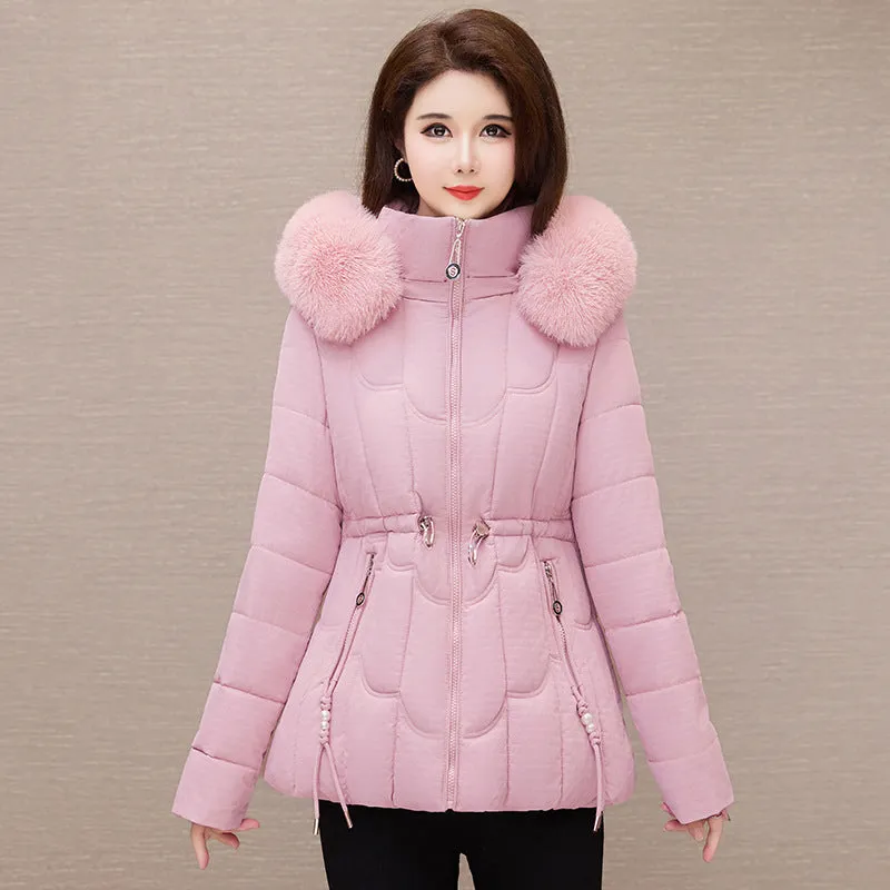 Stylish Water-Resistant Women's Puffer Coat with Faux Fur Collar