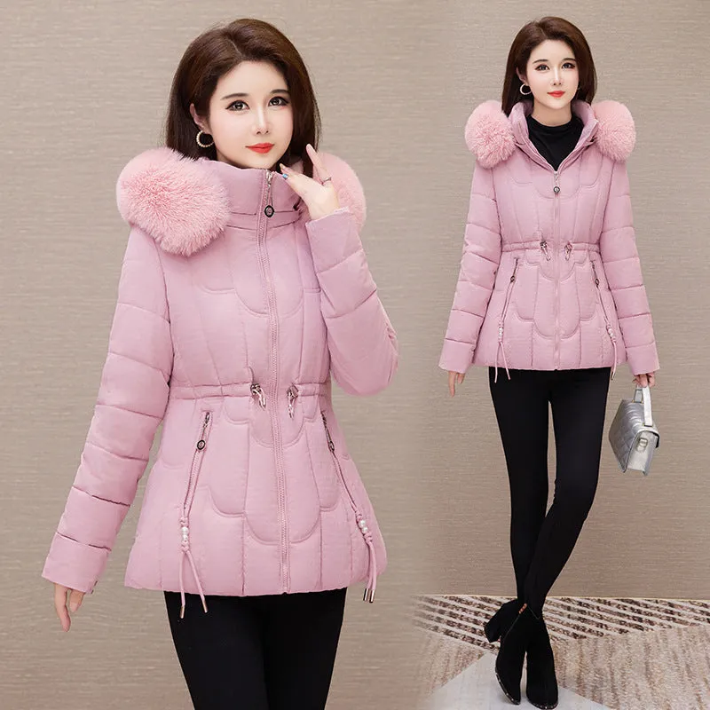 Stylish Water-Resistant Women's Puffer Coat with Faux Fur Collar