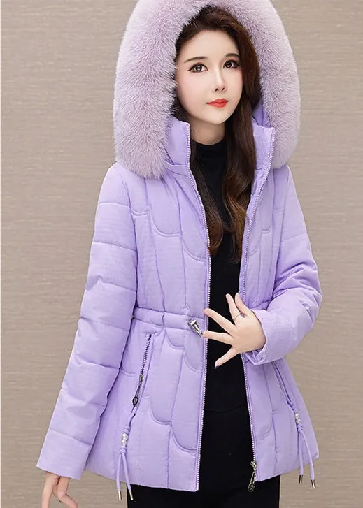 Stylish Water-Resistant Women's Puffer Coat with Faux Fur Collar