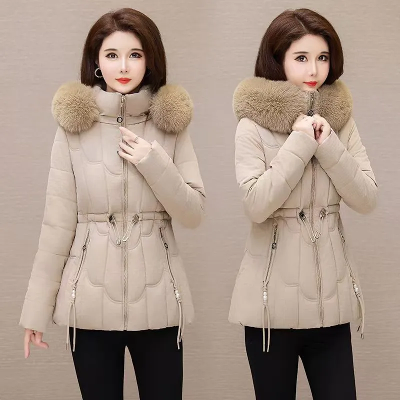 Stylish Water-Resistant Women's Puffer Coat with Faux Fur Collar