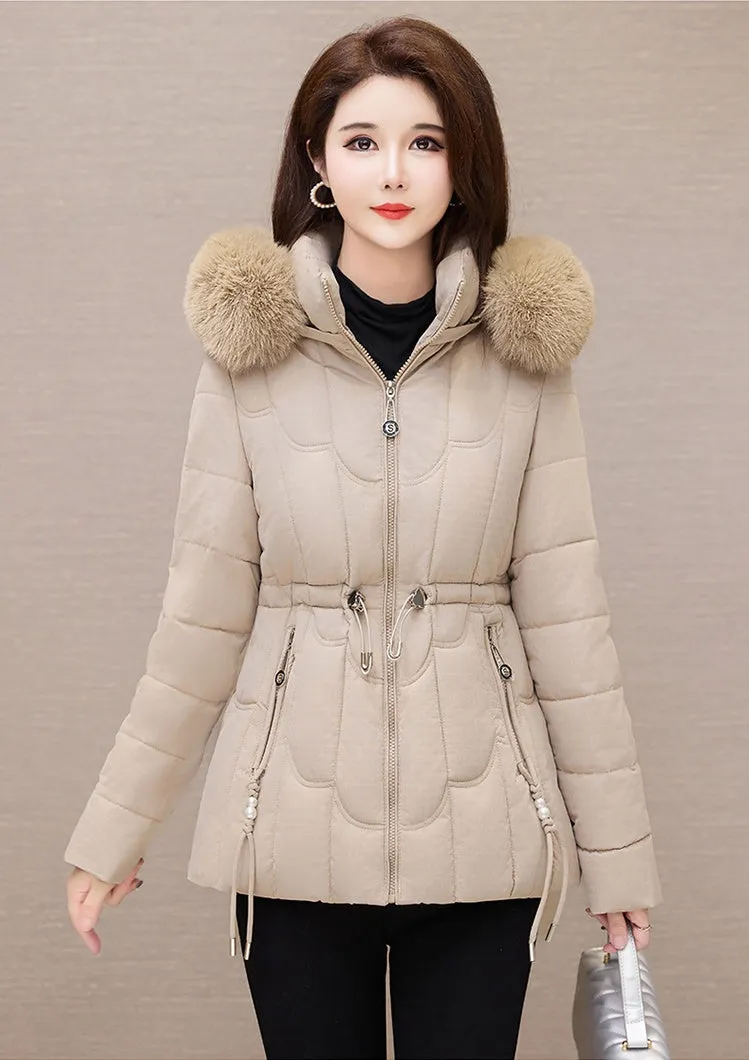 Stylish Water-Resistant Women's Puffer Coat with Faux Fur Collar