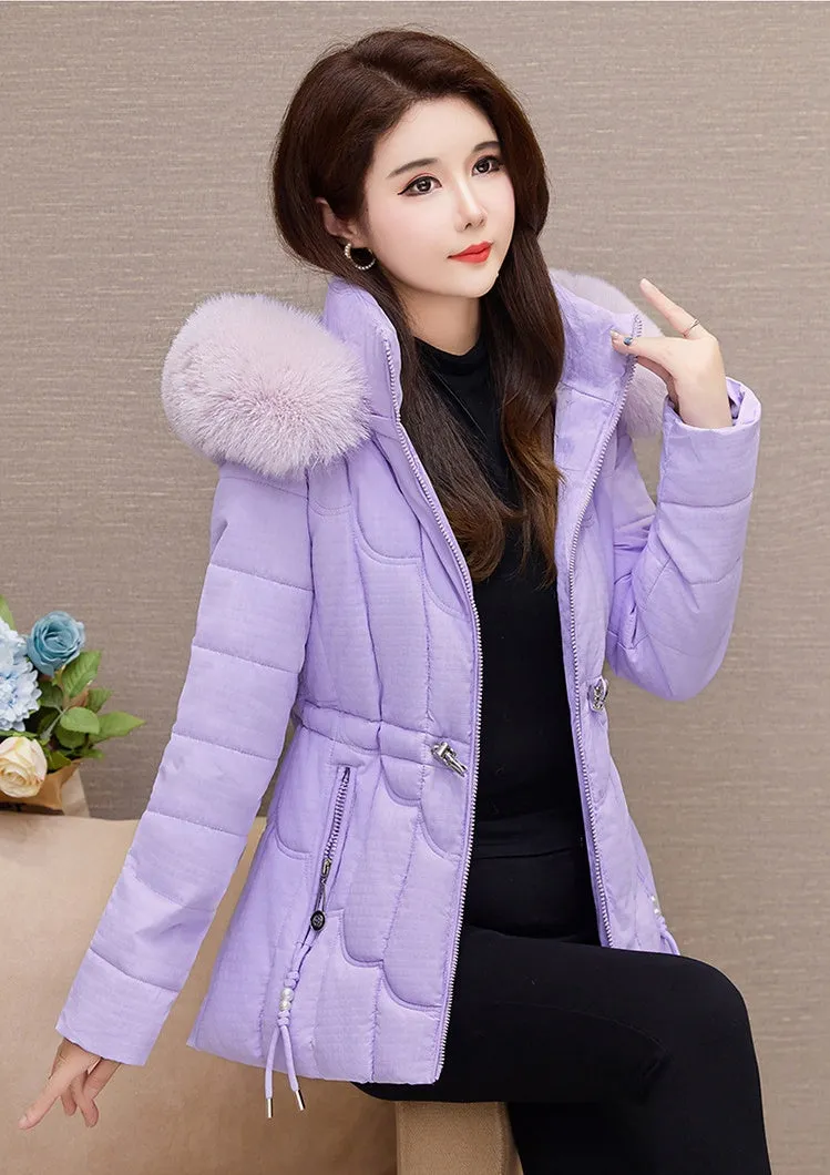 Stylish Water-Resistant Women's Puffer Coat with Faux Fur Collar