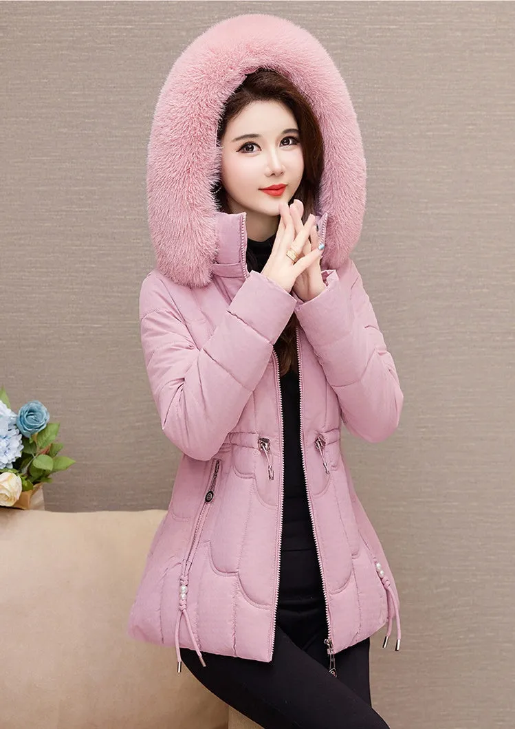 Stylish Water-Resistant Women's Puffer Coat with Faux Fur Collar