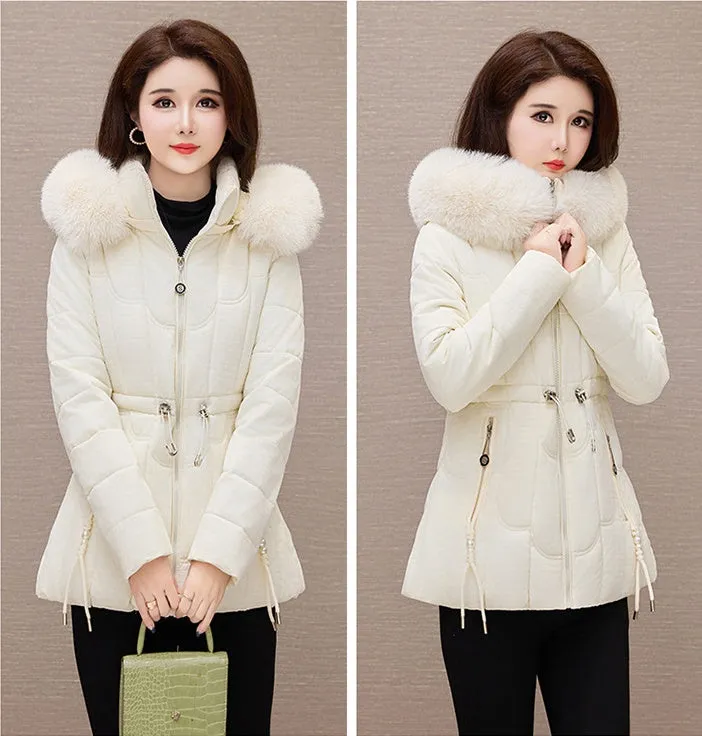 Stylish Water-Resistant Women's Puffer Coat with Faux Fur Collar