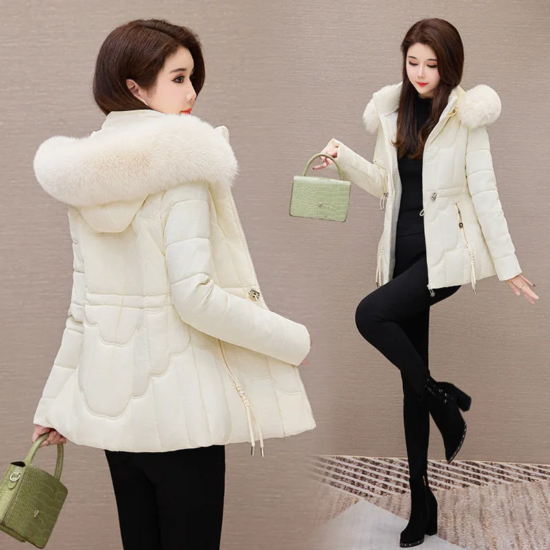 Stylish Water-Resistant Women's Puffer Coat with Faux Fur Collar