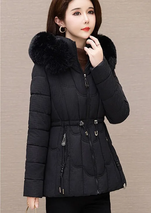 Stylish Water-Resistant Women's Puffer Coat with Faux Fur Collar