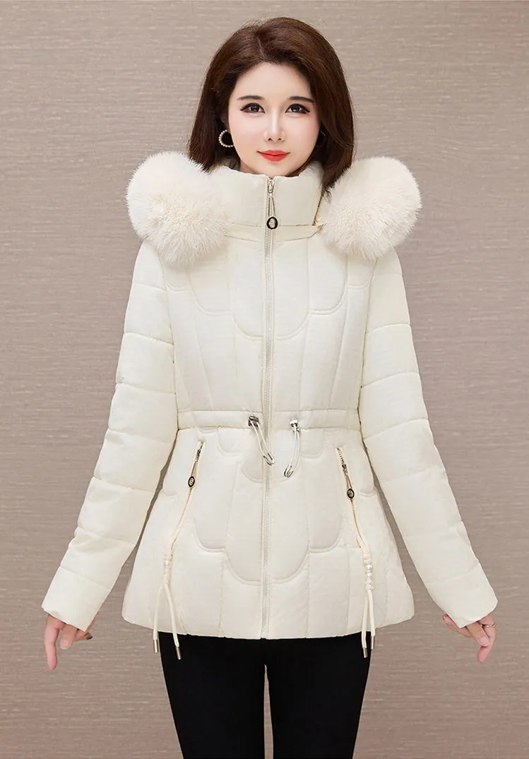 Stylish Water-Resistant Women's Puffer Coat with Faux Fur Collar