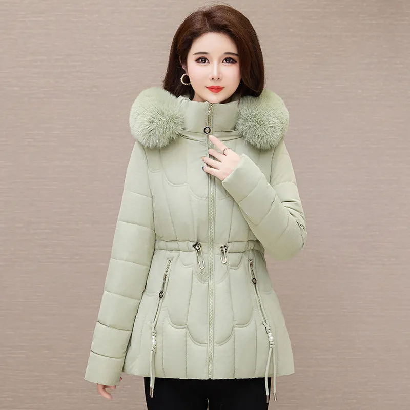 Stylish Water-Resistant Women's Puffer Coat with Faux Fur Collar