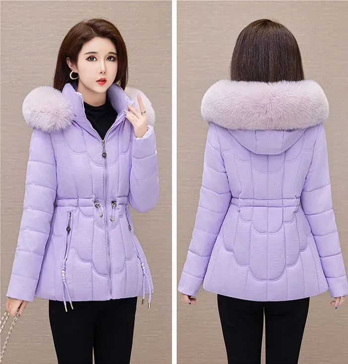 Stylish Water-Resistant Women's Puffer Coat with Faux Fur Collar