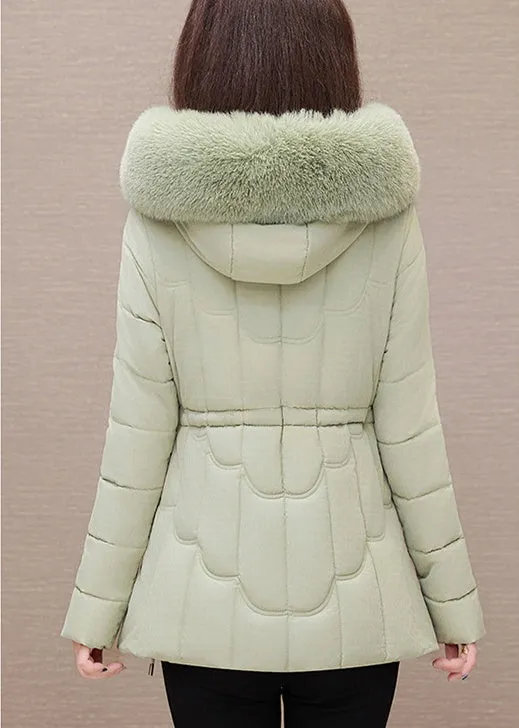 Stylish Water-Resistant Women's Puffer Coat with Faux Fur Collar
