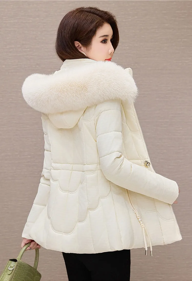 Stylish Water-Resistant Women's Puffer Coat with Faux Fur Collar