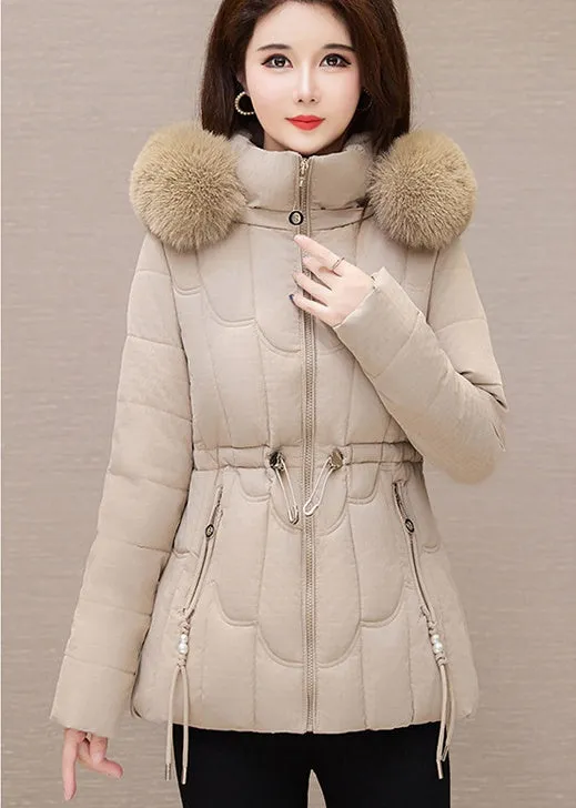 Stylish Water-Resistant Women's Puffer Coat with Faux Fur Collar