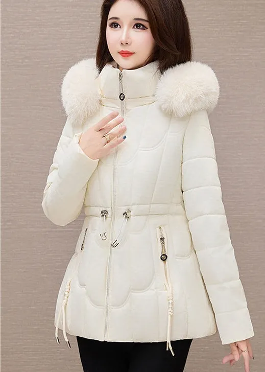 Stylish Water-Resistant Women's Puffer Coat with Faux Fur Collar